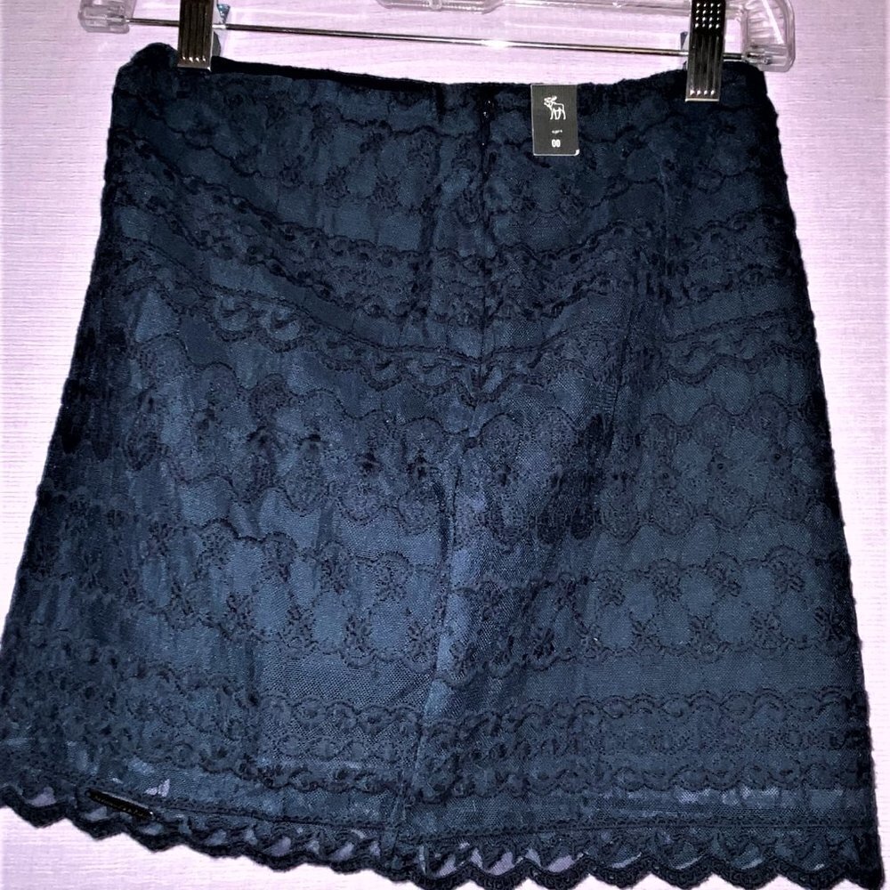 New With Tags Aberccrombie & Fitch Size 00 Dark Blue/Black Lace Like Min… - Picture 6 of 15